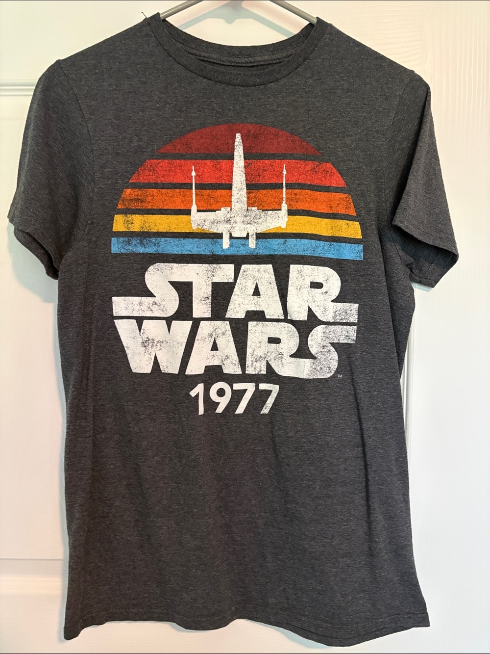 MAD Engine Charcoal Star Wars 1977 Retro Stripe Graphic Tee